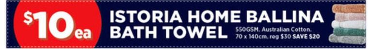 Istoria Home Ballina Bath Towel offers at $10 in Spotlight