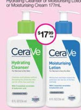 Cerave - Hydrating Cleanser Or Moisturising Lotion 236ml offers at $17.99 in Priceline