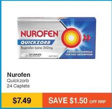 Nurofen - Quickzorb 24 Caplets offers at $7.49 in Chempro