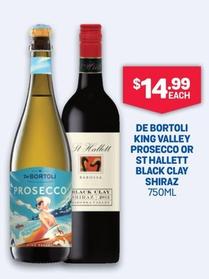 De Bortoli - King Valley Prosecco Or Sthallett Black Clay Shiraz 750ml offers at $14.99 in Bottlemart