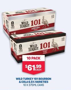 Wild Turkey - 101 Bourbon & Cola 6.5% Varieties 10 X 375ml Cans offers at $61.99 in Bottlemart