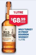 Wild Turkey - 81 Proof Bourbon Whiskey 1 Litre offers at $68.99 in Bottlemart