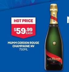 Mumm - Cordon Rouge Champagne Nv 750ml offers at $59.99 in Bottlemart