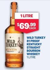 Wild Turkey - 81 Proof Kentucky Straight Bourbon Whiskey 1 Litre offers at $69.99 in Bottlemart