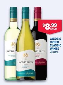 Jacob's Creek - Classic Wines 750ml offers at $8.99 in Bottlemart
