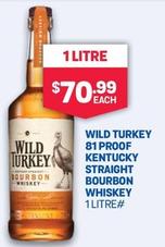 Wild Turkey - 81 Proof Kentucky Straight Bourbon Whiskey 1 Litre offers at $70.99 in Bottlemart