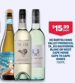 De Bortoli - King Valley Prosecco, Ta_ku Sauvignon Blanc Or West Cape Howe Cape To Cape Wines 750ml offers at $15.99 in Bottlemart