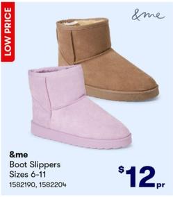 &me - Boot Slippers Sizes 6-11 offers at $12 in BIG W