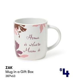 Zak - Mug In A Gift Box offers at $4 in BIG W