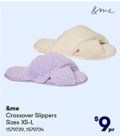 &me - Crossover Slippers Sizes XS-L offers at $9 in BIG W
