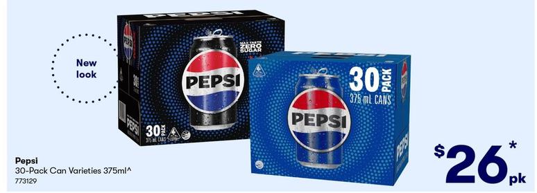 Pepsi - 30-Pack Can Varieties 375ml offers at $26 in BIG W