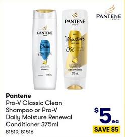 Pantene - Pro-V Classic Clean Shampoo Or Pro-V Daily Moisture Renewal Conditioner 375ml offers at $5 in BIG W