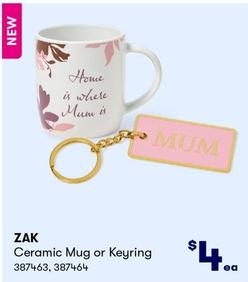 Zac - Ceramic Mug Or Keyring offers at $4 in BIG W