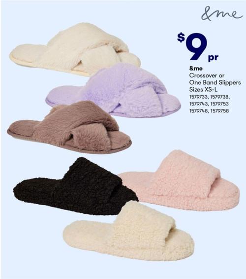 &me - Crossover or One Band Slippers Sizes XS-L offers at $9 in BIG W