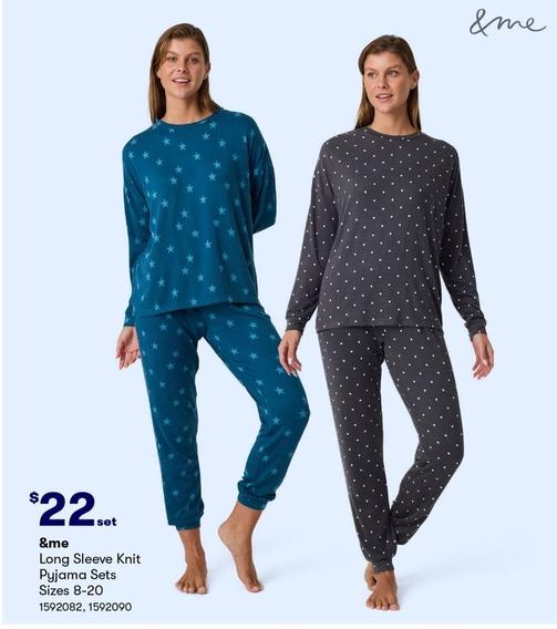 &me - Long Sleeve Knit Pyjama Sets Sizes 8-20 offers at $22 in BIG W