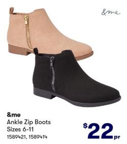 &me - Ankle Zip Boots Sizes 6-11 offers at $22 in BIG W