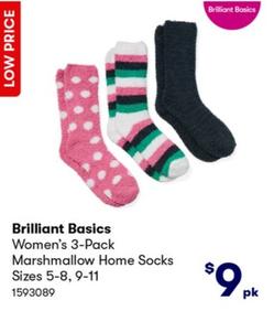 Brilliant Basics - Women’s 3-Pack Marshmallow Home Socks Sizes 5-8, 9-11 offers at $9 in BIG W