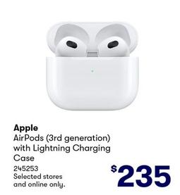 Apple - AirPods (3rd generation) with Lightning Charging Case offers at $235 in BIG W