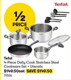 Tefal - 4-Piece Daily Cook Stainless Steel Cookware Set + Utensils offers at $149.5 in BIG W