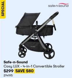 Safe-n-Sound - Cosy LUX - 4-in-1 Convertible Stroller offers at $299 in BIG W
