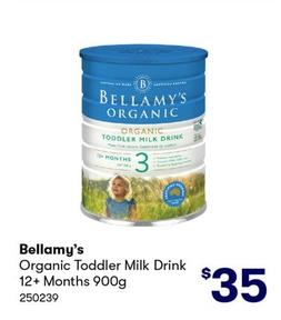 Bellamy’s - Organic Toddler Milk Drink 12+ Months 900g offers at $35 in BIG W