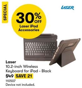 Laser - 10.2-inch Wireless Keyboard for iPad - Black offers at $49 in BIG W