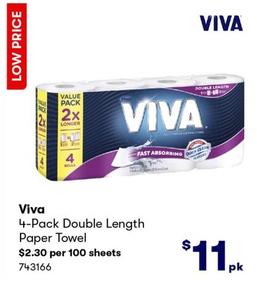 Viva - 4-Pack Double Length Paper Towel offers at $11 in BIG W