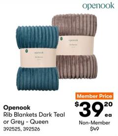 Openook - Rib Blankets Dark Teal or Grey - Queen  offers at $39.2 in BIG W