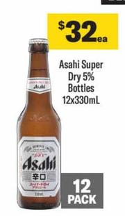 Asahi - Super Dry 5% Bottles 12x330ml offers at $32 in Liquorland