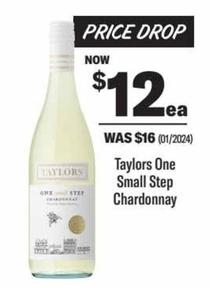 Taylors - One Small Step Chardonnay offers at $12 in Liquorland