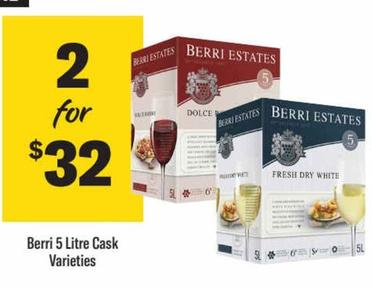 Berri - 5 Litre Cask Varieties offers at $32 in Liquorland