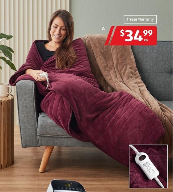 Heated Throw Blanket offers at $34.99 in ALDI