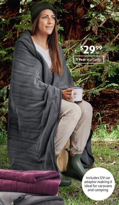 Heated Travel Blanket 12v offers at $29.99 in ALDI