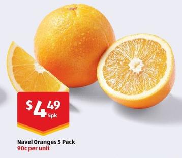 Navel Oranges 5 Pack offers at $4.49 in ALDI
