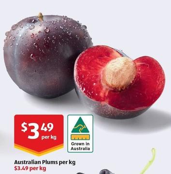 Australian Plums Per Kg offers at $3.49 in ALDI