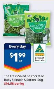 The Fresh Salad Co - Rocket Or Baby Spinach & Rocket 120g offers at $1.99 in ALDI