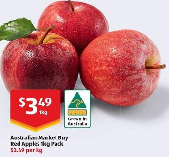Australian Market Buy Red Apples 1kg Pack  offers at $3.49 in ALDI