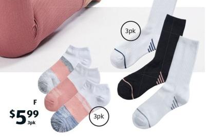 Women’s Fitness Socks 3pk offers at $5.99 in ALDI