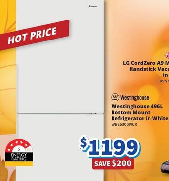 Westinghouse - 496l Bottom Mount Refrigerator In White offers at $1199 in Bi-Rite