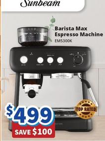 Sunbeam - Barista Max Espresso Machine offers at $499 in Bi-Rite