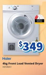 Haier - 4kg Front Load Vented Dryer offers at $349 in Bi-Rite