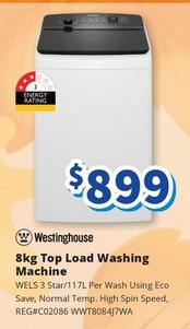 Westinghouse - 8kg Top Load Washing Machine offers at $899 in Bi-Rite