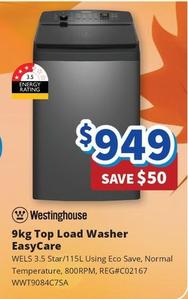 Westinghouse - 9kg Top Load Washer Easycare offers at $949 in Bi-Rite