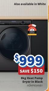 Haier - 8kg Heat Pump Dryer In Black offers at $999 in Bi-Rite