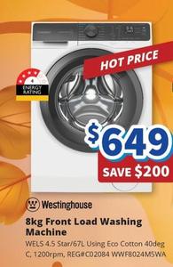 Westinghouse - - 8kg Front Load Washing Machine offers at $649 in Bi-Rite