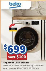 Beko - 8kg Front Load Washer offers at $699 in Bi-Rite