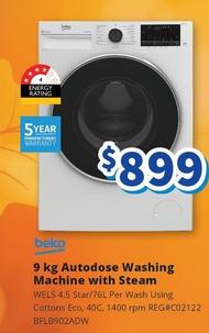 Beko - 9 Kg Autodose Washing Machine With Steam offers at $899 in Bi-Rite