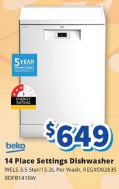 Beko - 14 Place Settings Dishwasher offers at $649 in Bi-Rite
