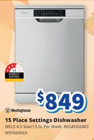 Westinghouse - 15 Place Settings Dishwasher offers at $849 in Bi-Rite