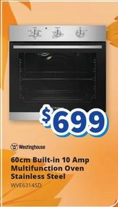 Westinghouse - - 60cm Built-in 10 Amp Multifunction Oven Stainless Steel offers at $699 in Bi-Rite